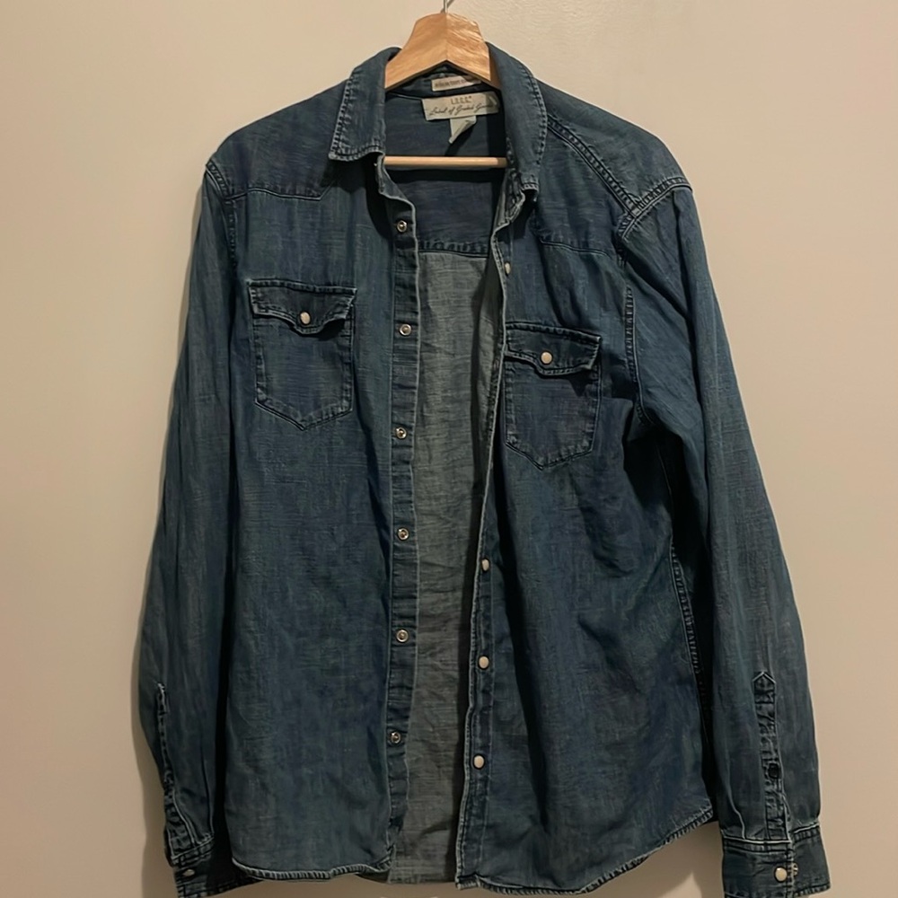 H&M L.O.G.G. Western Denim Button Shirt - Blue - Large